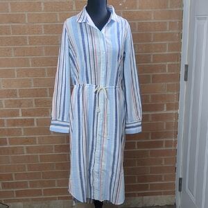 Striped Long Sleeve Shirt Dress